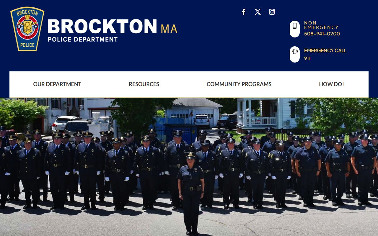 Brockton Police Department website showing Plymouth County arrest records resources